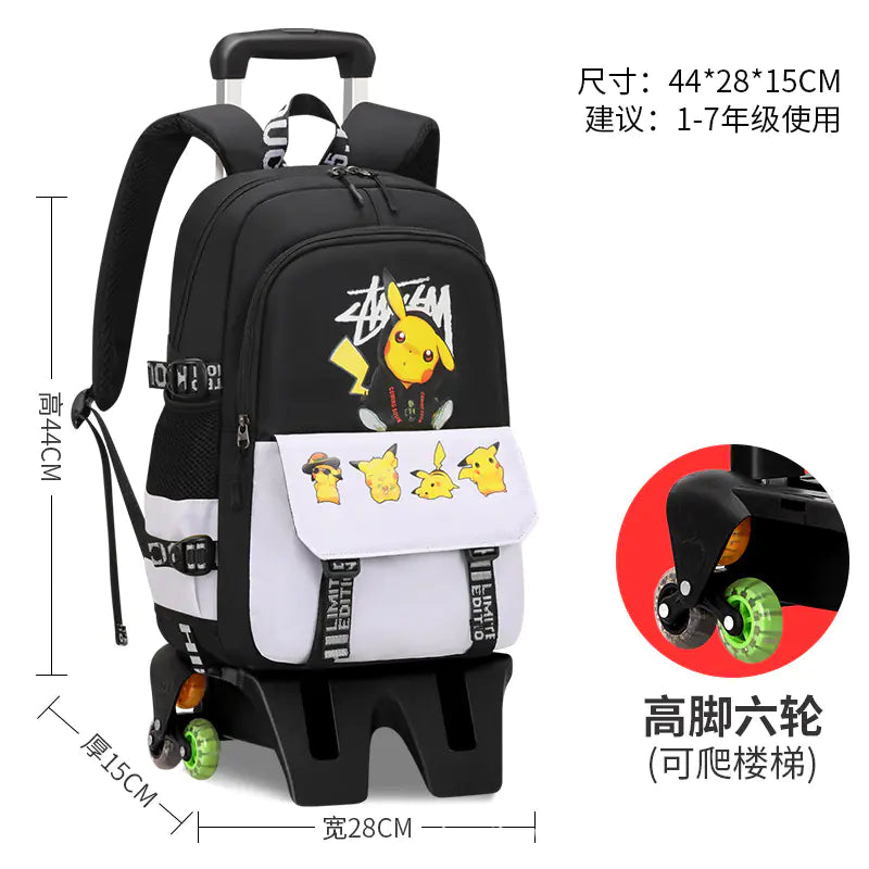 Pikachu Rolling Backpack for Elementary Students