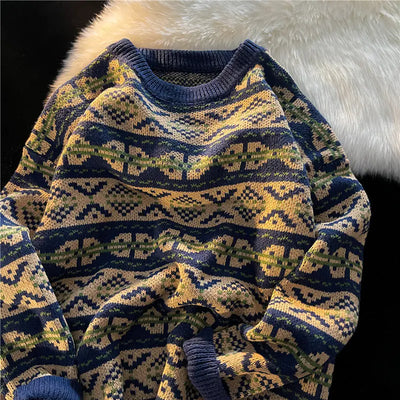 Men's Retro Ethnic Loose Warm Leisure Sweater