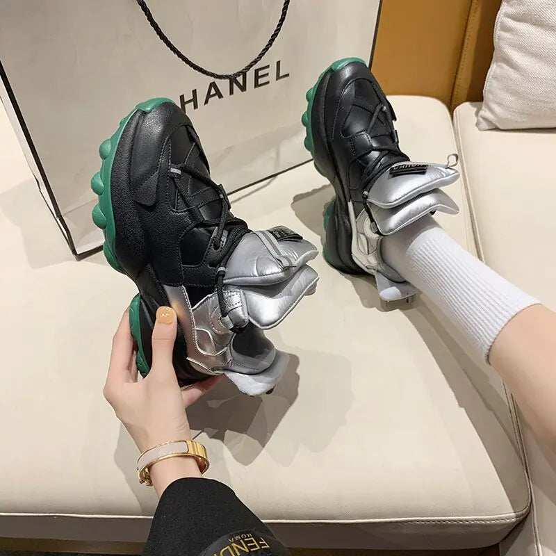 Fashionable Color Block Chunky Sole Sneakers for Women