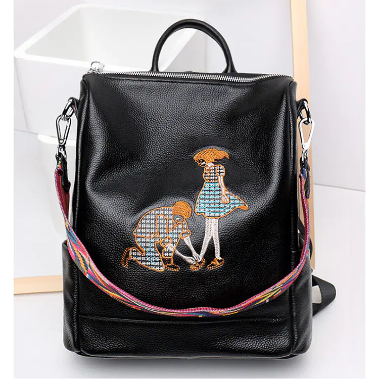 Embroidered Shoulder Bag - Versatile Design