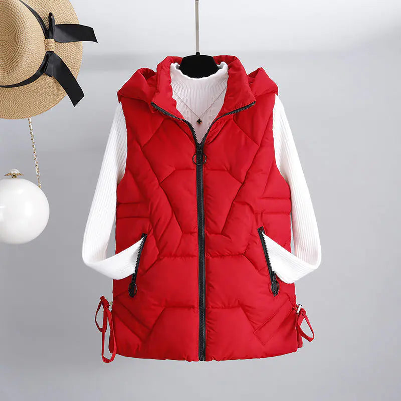 Women's Down Cotton Vest with Detachable Hood