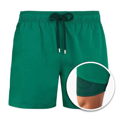 Men's Printed Double Shorts for Beach and Sports