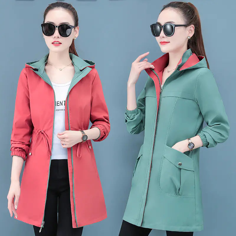 Reversible Mid-Length Women's Spring and Autumn Coat