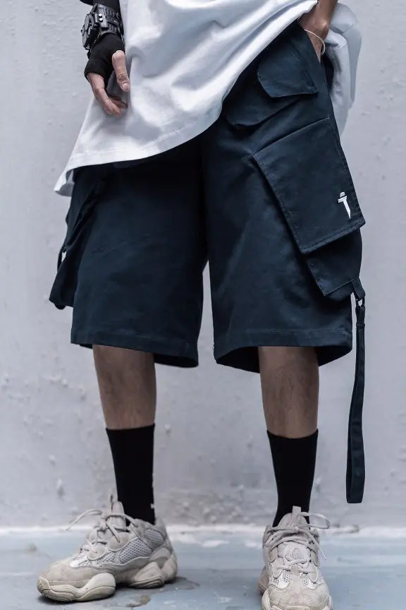 Men's Summer Diagonal Pocket Overalls Shorts Trendy