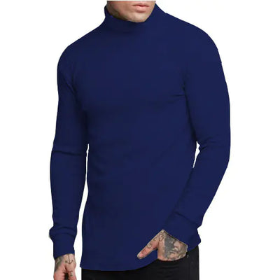 Casual Men's High Neck Solid Color Knitwear