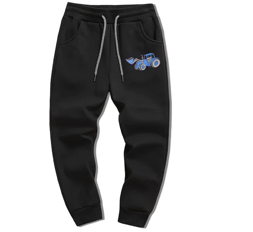 Boys' Black Casual Sports Pants for Winter Warmth
