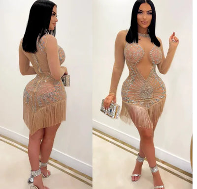 Women's Fashion Mesh Tassel Dress